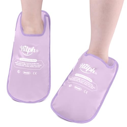 Hilph Foot Ice Pack Slippers for Plantar Fasciitis 2 Packs Reusable Hot Cold Packs Gel Ice Slipper for Foot and Broken Toes Gout Foot Surgery Neuropathy Diabetic Swollen Purple